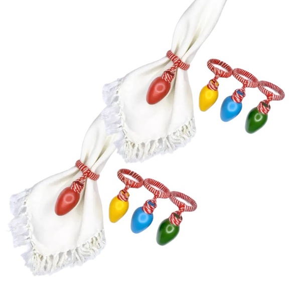 NEW 8 sealed H for Happy Christmas Lights Napkin Rings • 2 packs of 4 • Holiday - Picture 1 of 6